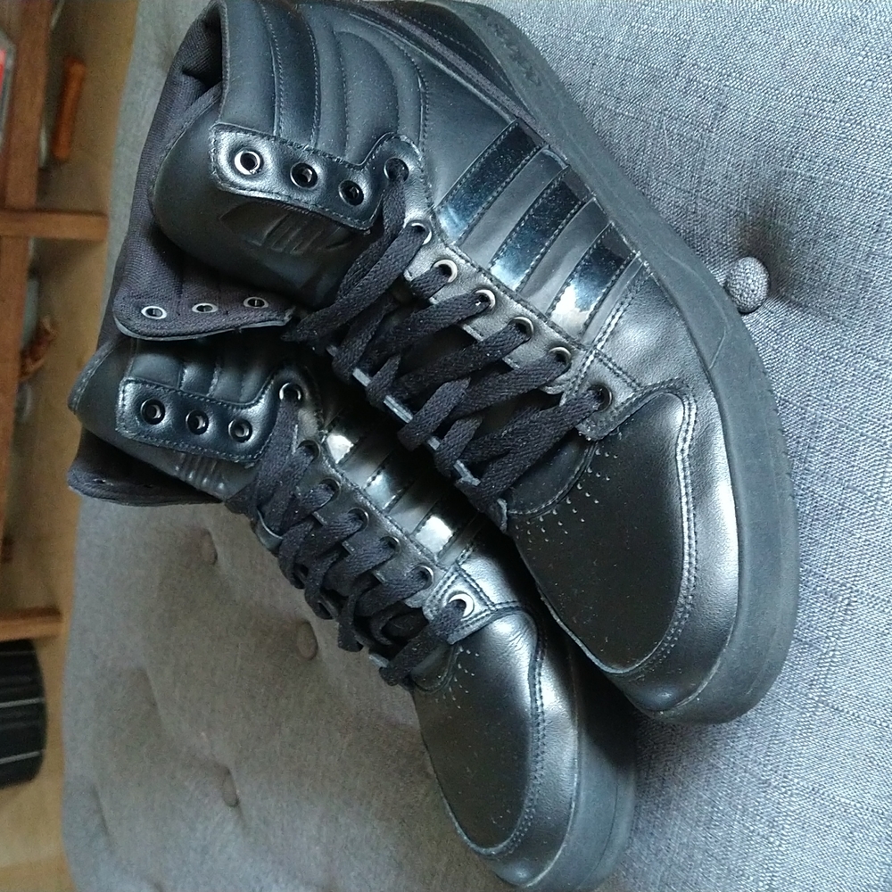 Black on Black High Top Adidas